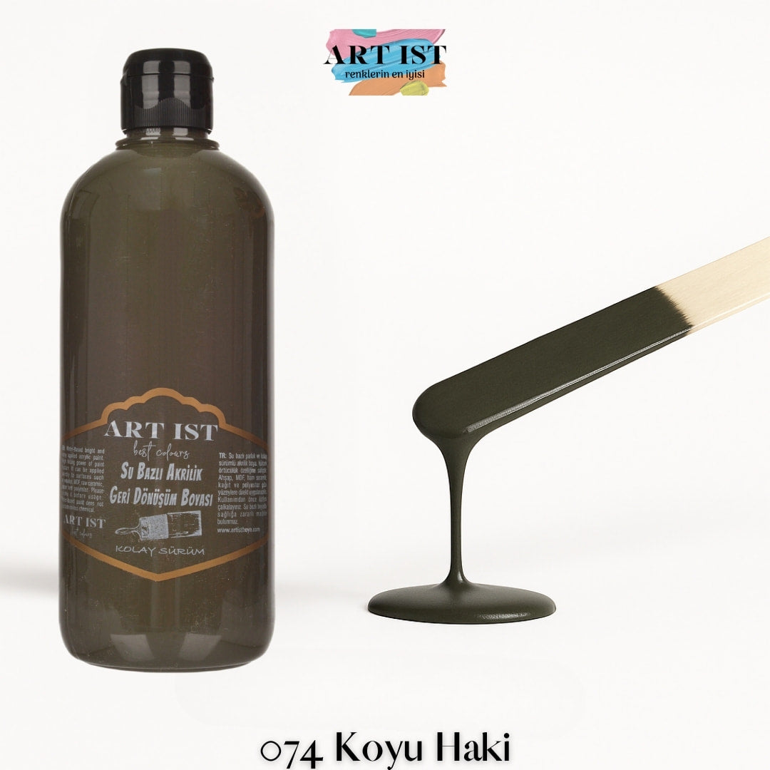 ART IST Geri Donusum Akrilik Boya 500ml – 074 Koyu Haki