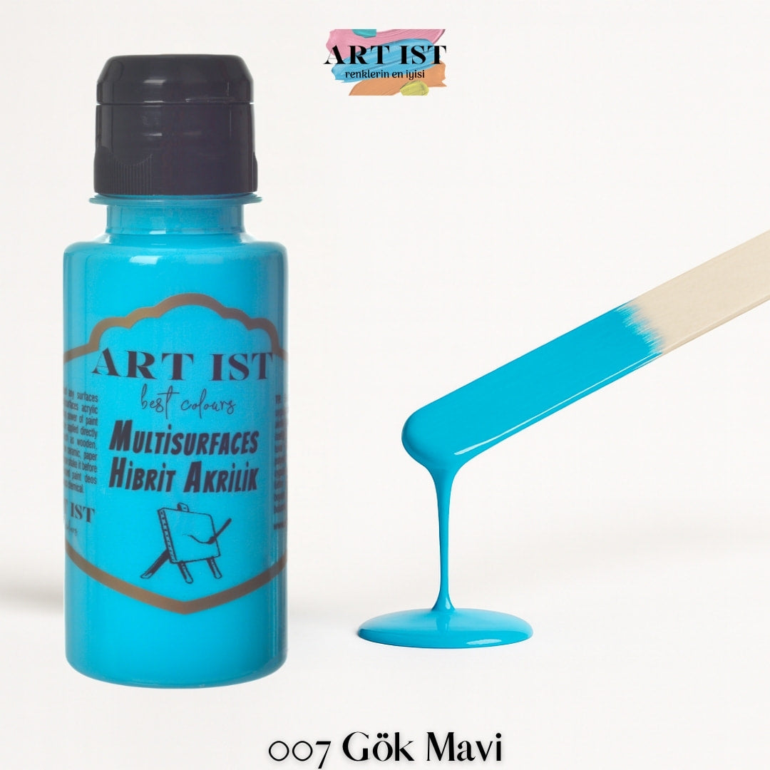 ART IST Multisurfaces Hibrit Akrilik Boya 100ml – 007 Gok Mavi