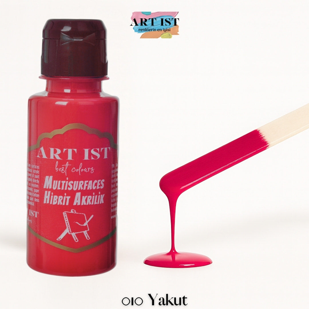 ART IST Multisurfaces Hibrit Akrilik Boya 100ml – 010 Yakut Kirmizi