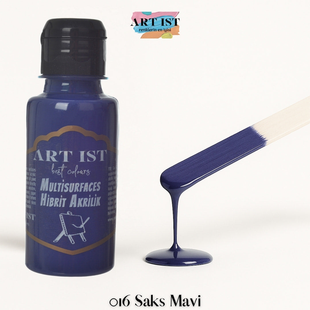 ART IST Multisurfaces Hibrit Akrilik Boya 100ml – 016 Saks Mavi