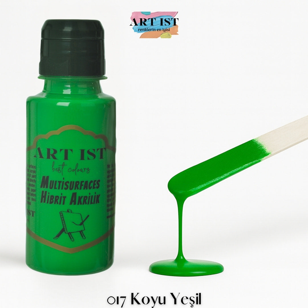 ART IST Multisurfaces Hibrit Akrilik Boya 100ml – 017 Koyu Yesil