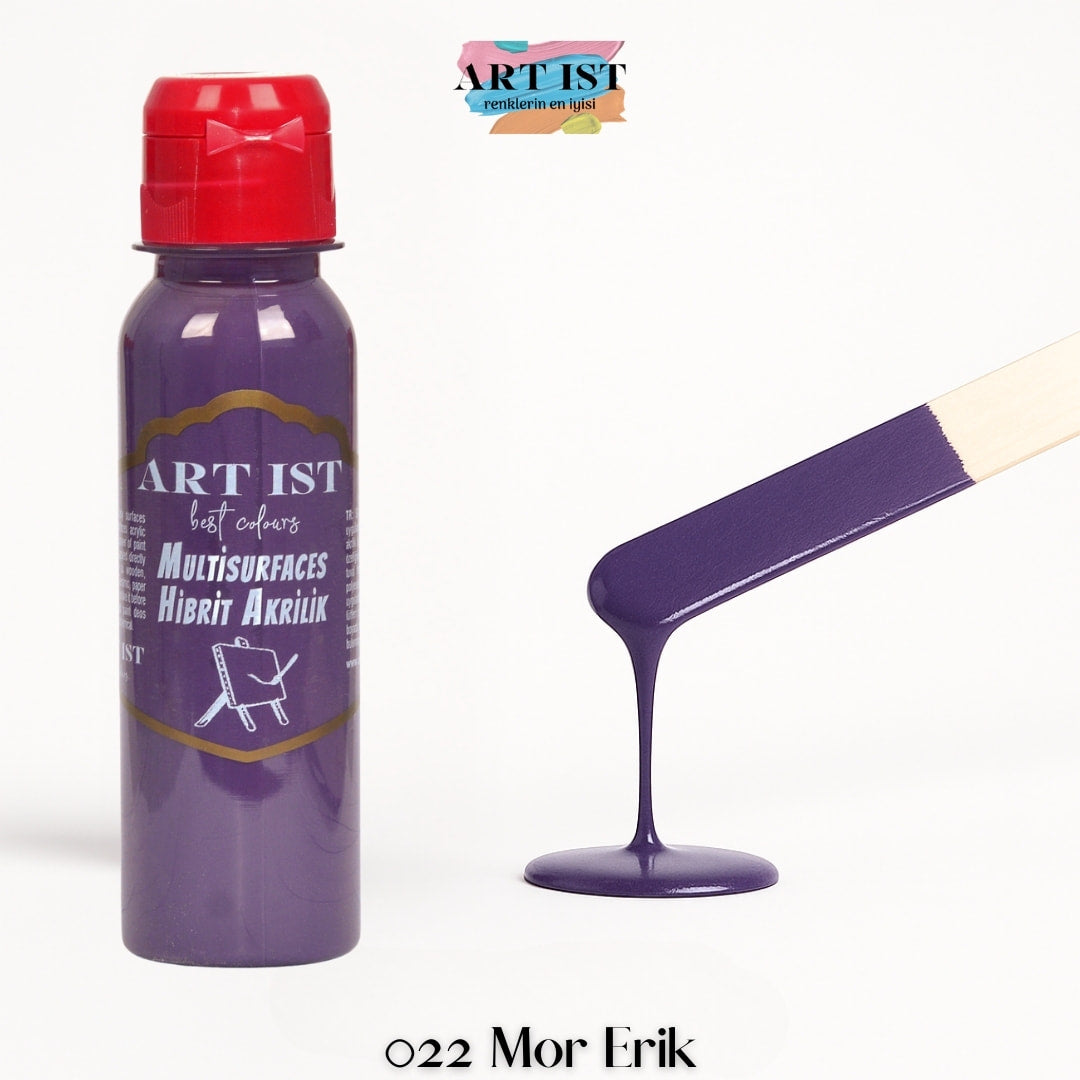 ART IST Multisurfaces Hibrit Akrilik Boya 100ml – 022 Mor Erik