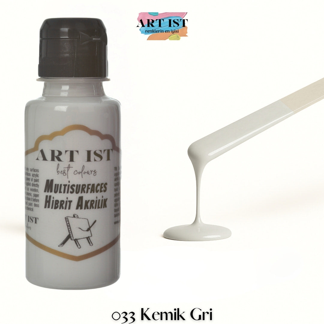 ART IST Multisurfaces Hibrit Akrilik Boya 100ml – 033 Kemik Gri