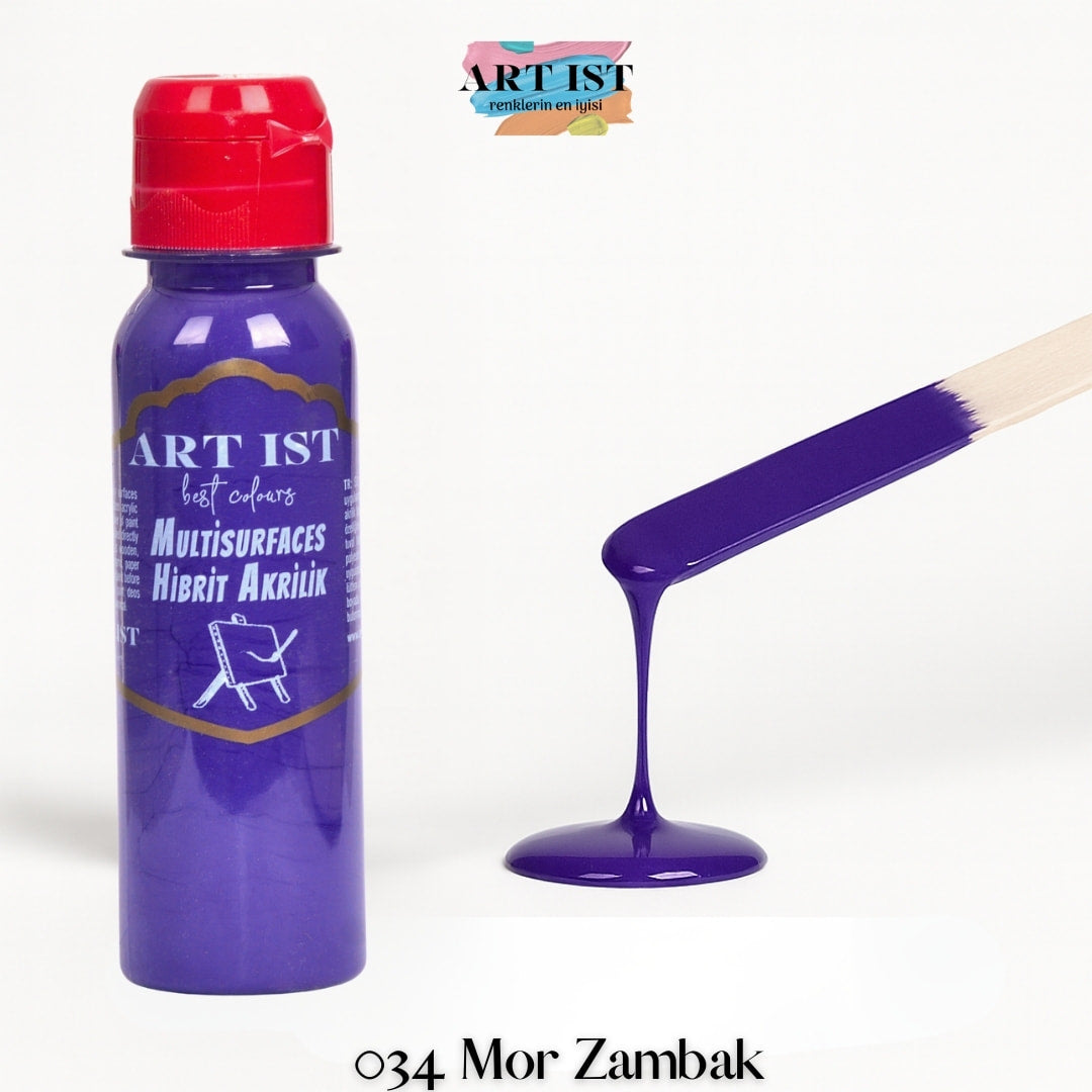 ART IST Multisurfaces Hibrit Akrilik Boya 100ml – 034 Mor Zambak