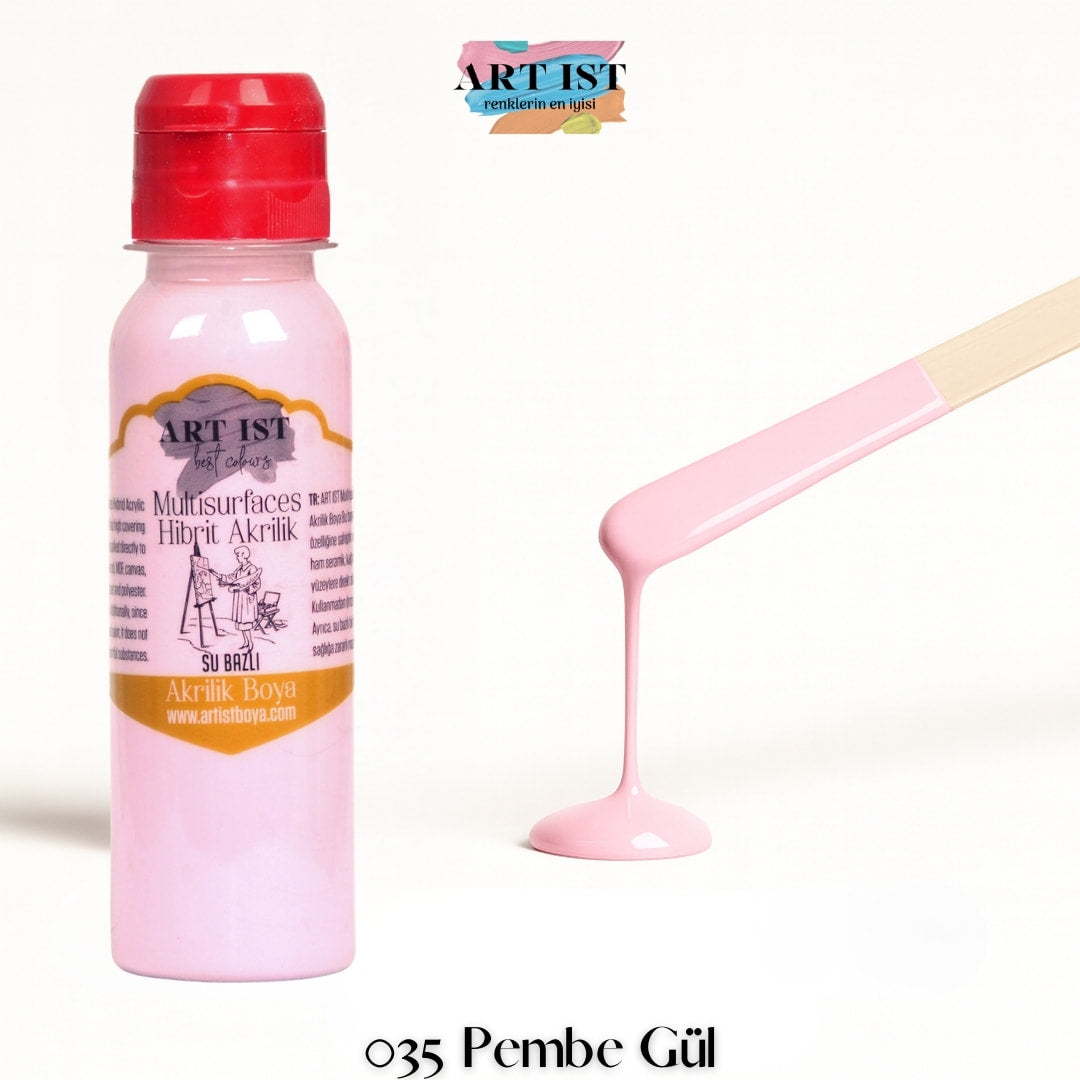 ART IST Multisurfaces Hibrit Akrilik Boya 100ml – 035 Pembe Gul