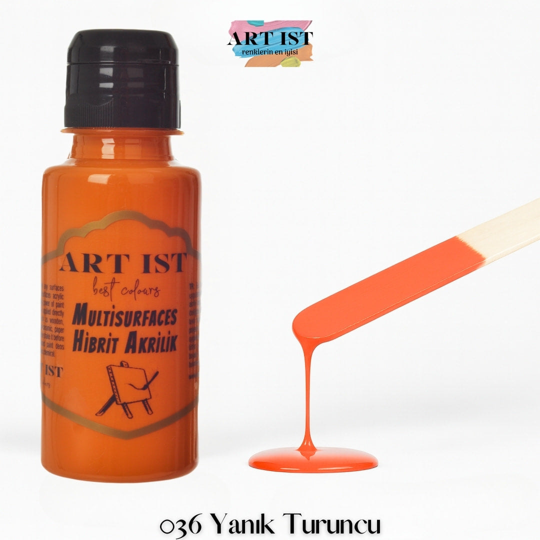 ART IST Multisurfaces Hibrit Akrilik Boya 100ml – 036 Yanik Turuncu