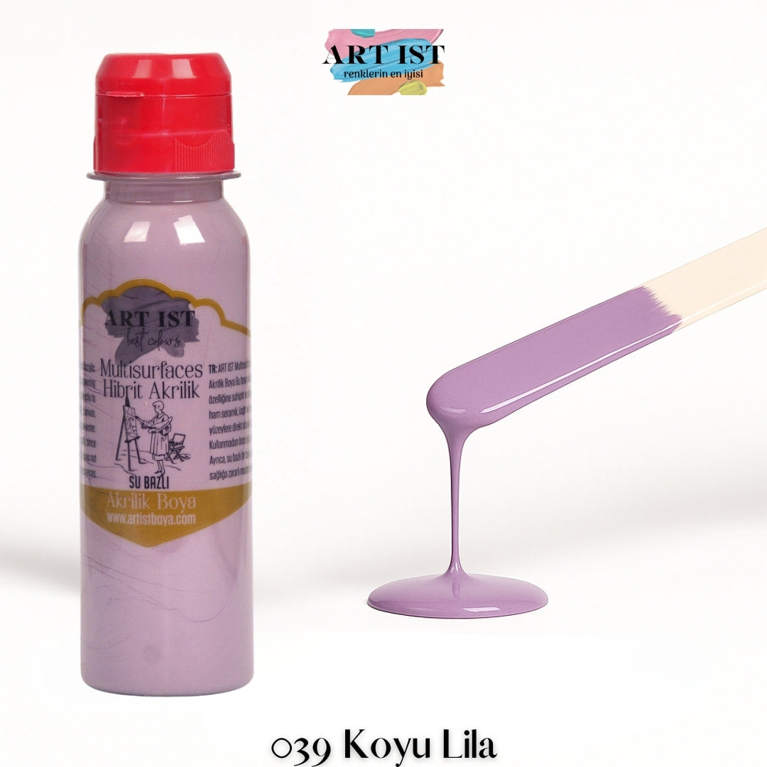 ART IST Multisurfaces Hibrit Akrilik Boya 100ml – 039 Koyu Lila