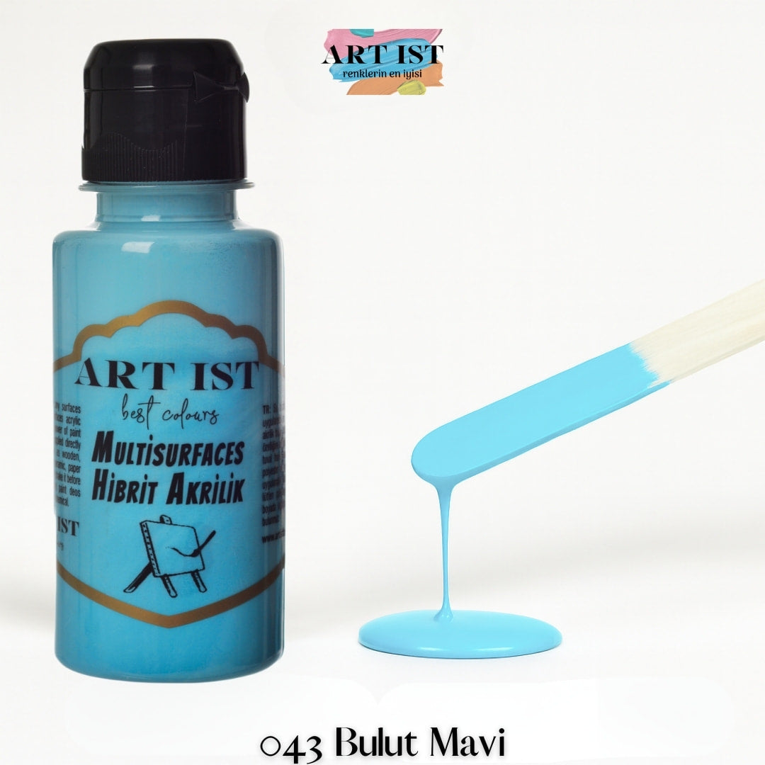 ART IST Multisurfaces Hibrit Akrilik Boya 100ml – 043 Bulut Mavi