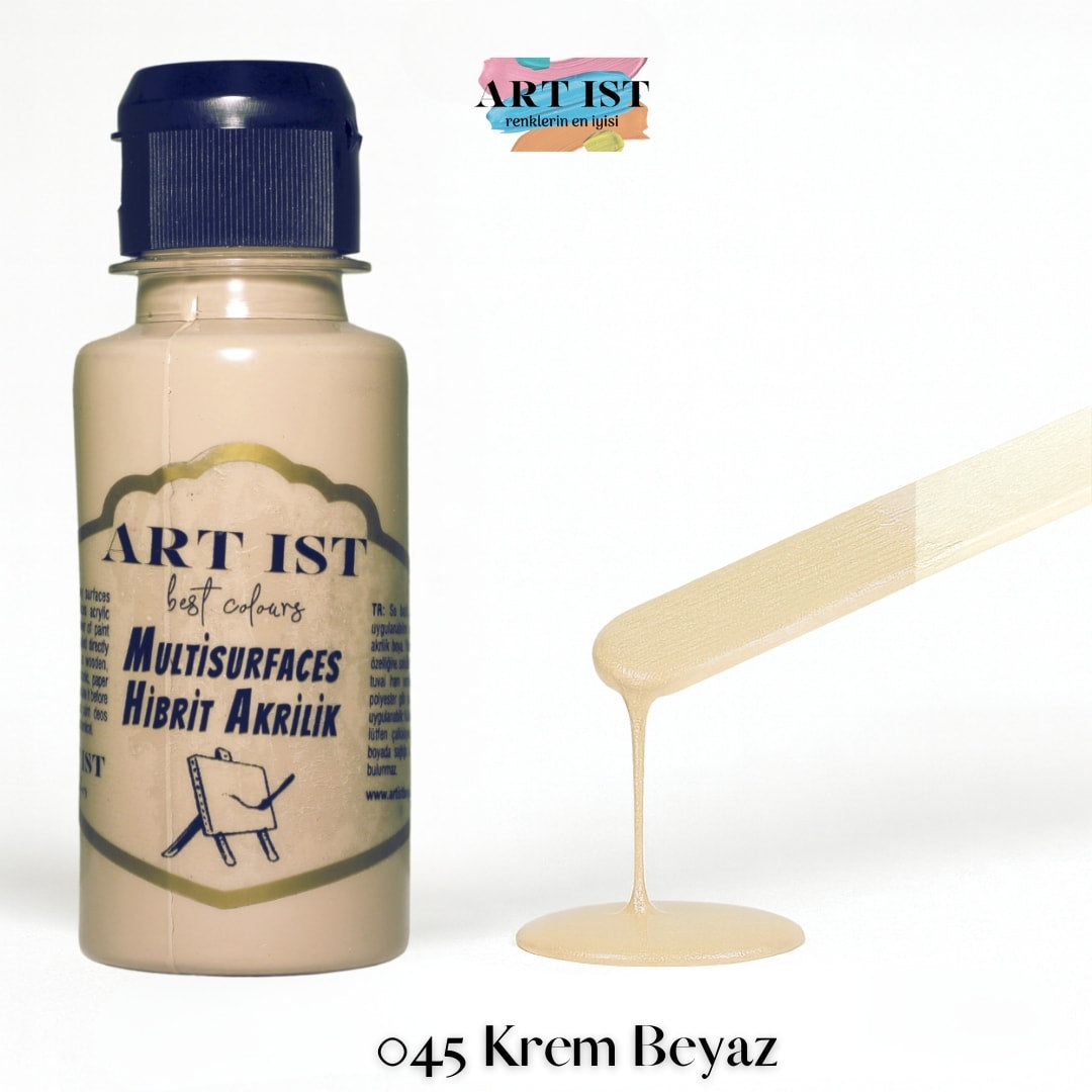 ART IST Multisurfaces Hibrit Akrilik Boya 100ml – 045 Krem Beyaz