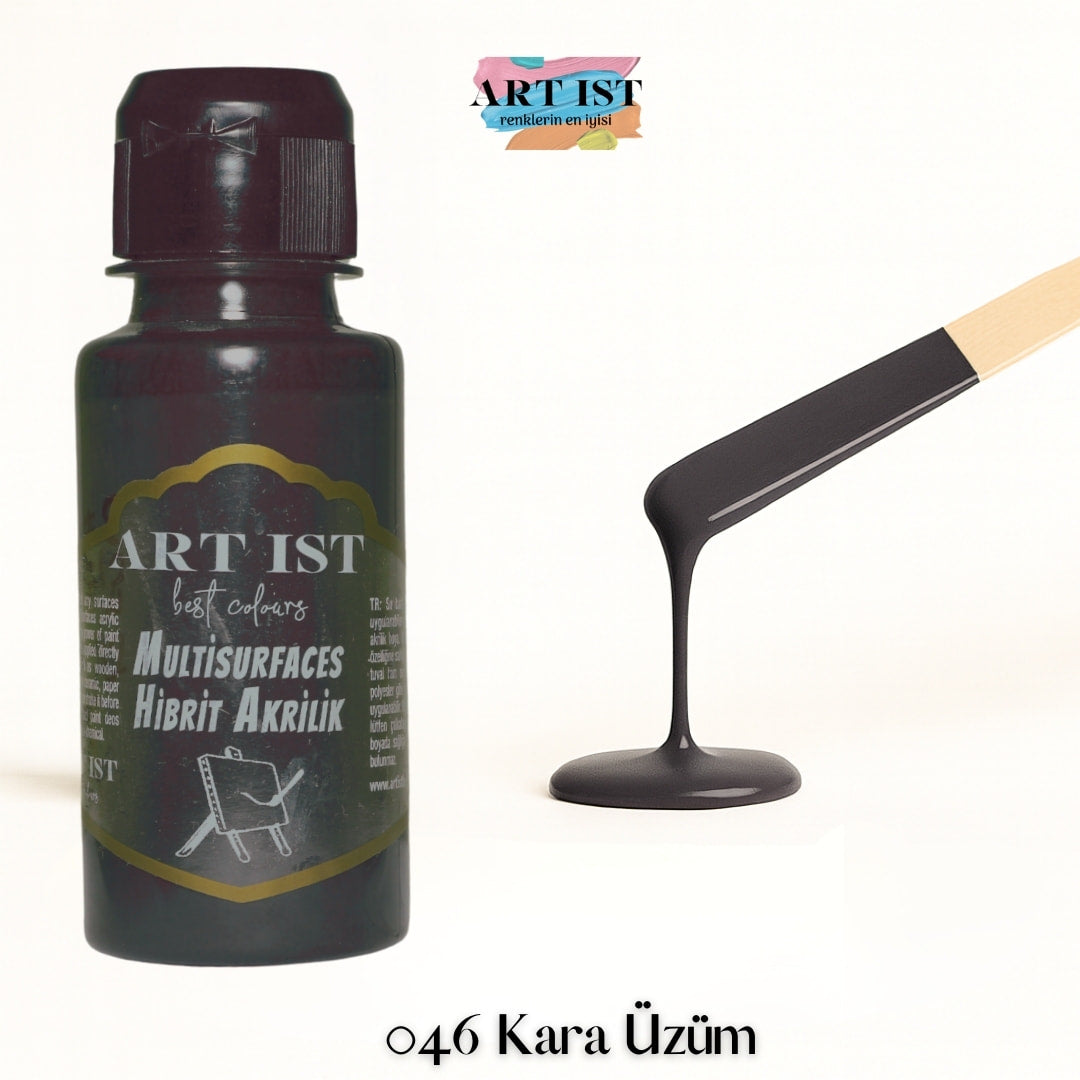ART IST Multisurfaces Hibrit Akrilik Boya 100ml – 046 Kara Uzum