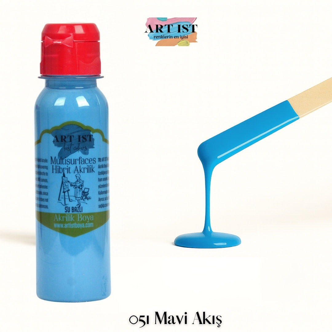 ART IST Multisurfaces Hibrit Akrilik Boya 100ml – 051 Mavi Akis