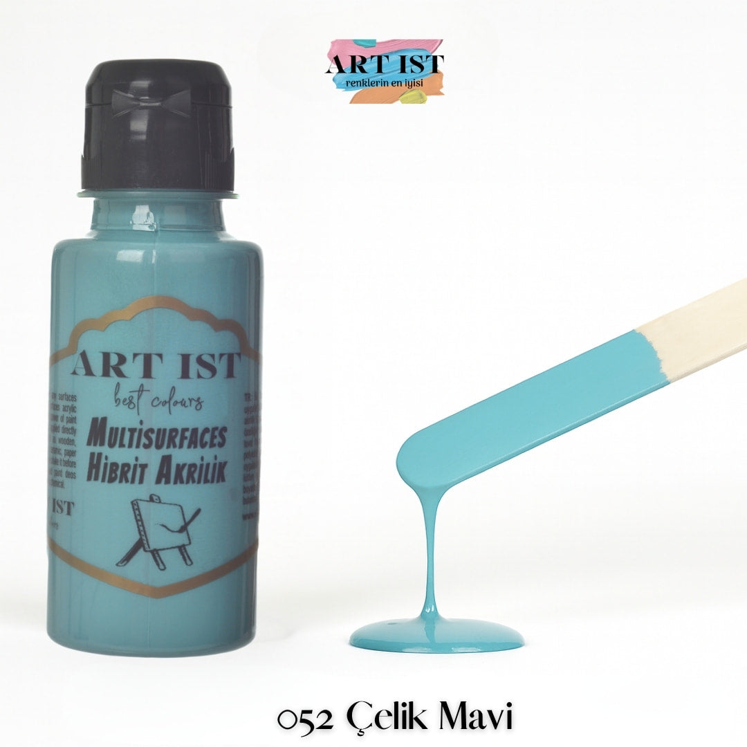 ART IST Multisurfaces Hibrit Akrilik Boya 100ml – 052 Celik Mavi