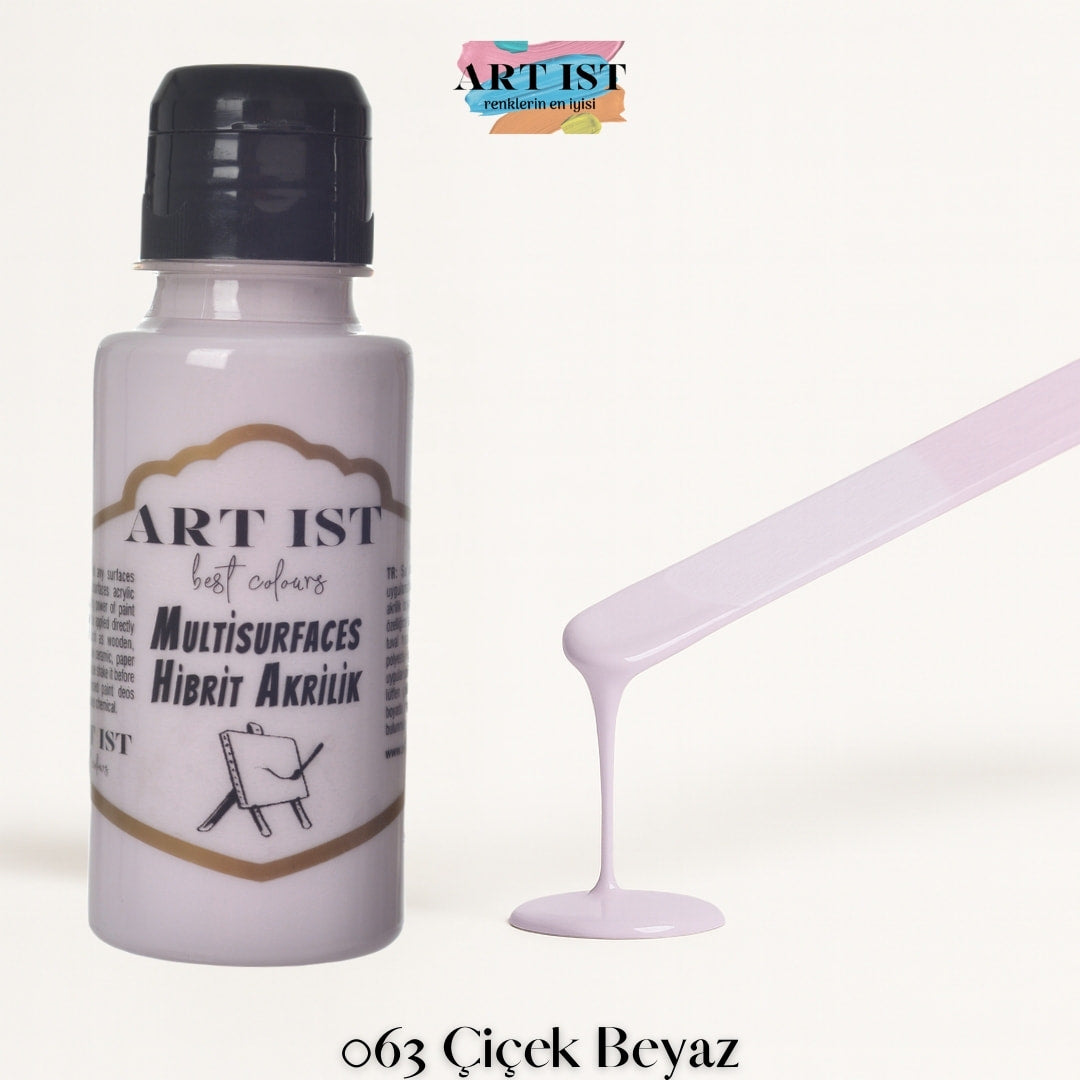 ART IST Multisurfaces Hibrit Akrilik Boya 100ml – 063 Cicek Beyaz
