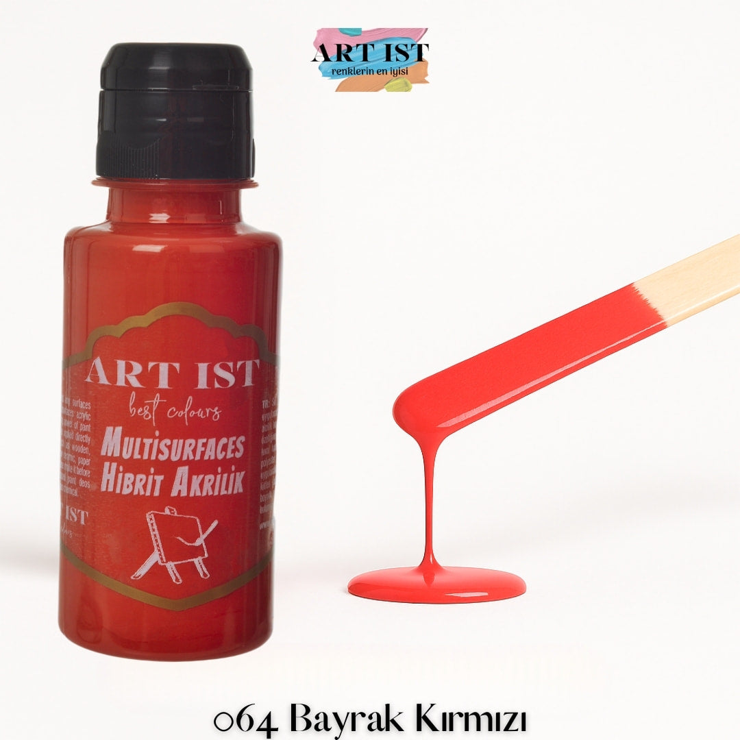 ART IST Multisurfaces Hibrit Akrilik Boya 100ml – 064 Bayrak Kirmizi