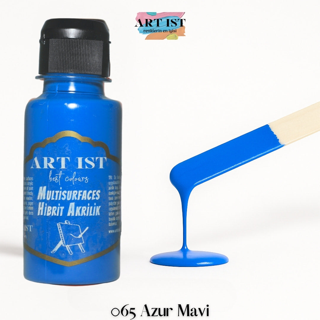 ART IST Multisurfaces Hibrit Akrilik Boya 100ml – 065 Azur Mavi