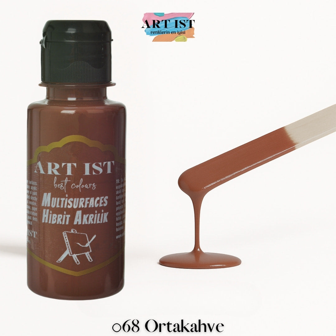 ART IST Multisurfaces Hibrit Akrilik Boya 100ml – 068 Ortakahve