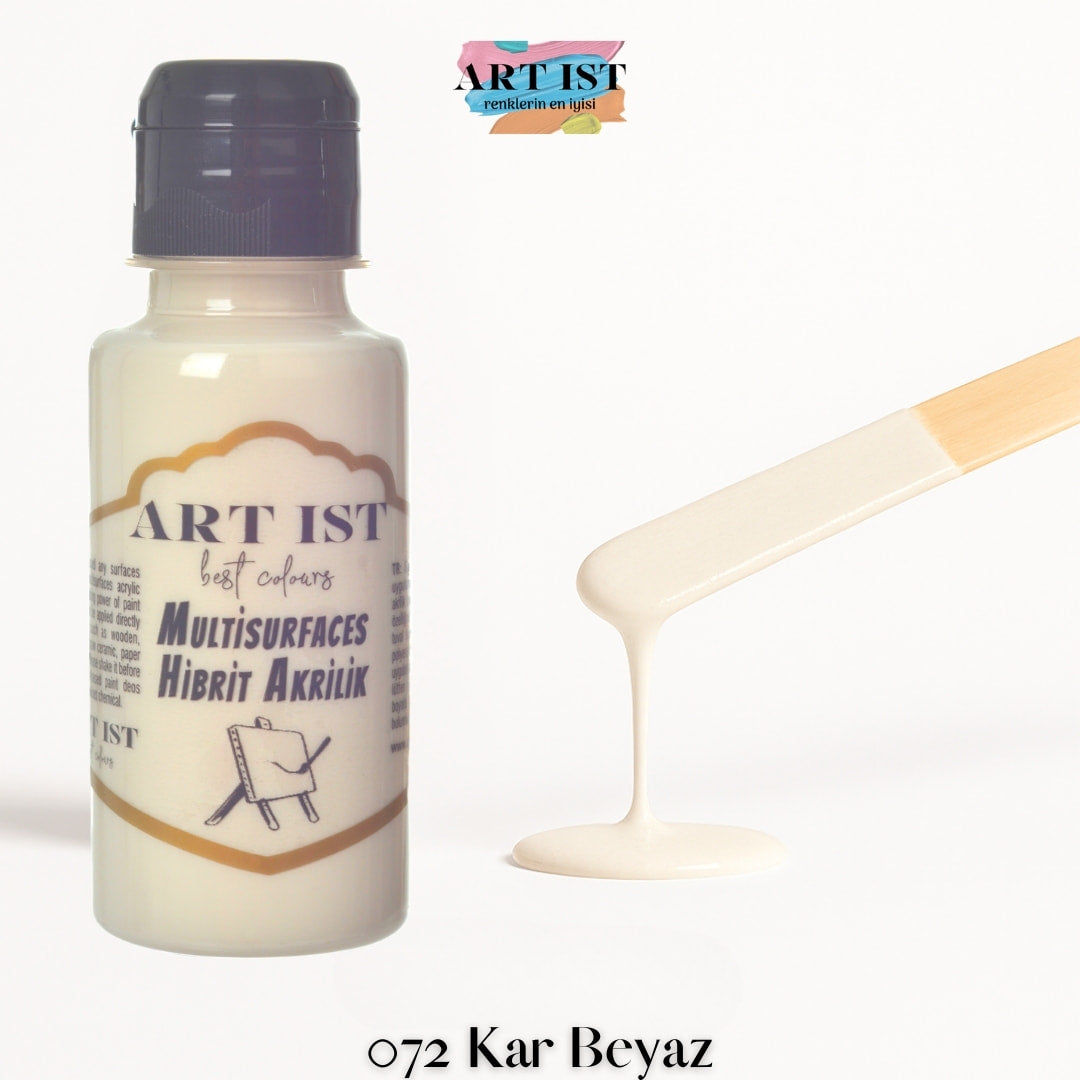 ART IST Multisurfaces Hibrit Akrilik Boya 100ml – 072 Kar Beyaz