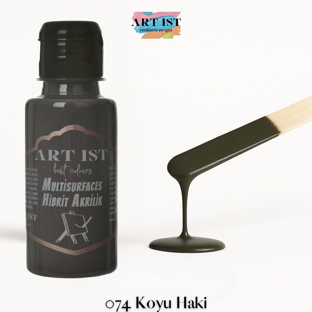 ART IST Multisurfaces Hibrit Akrilik Boya 100ml – 074 Koyu Haki