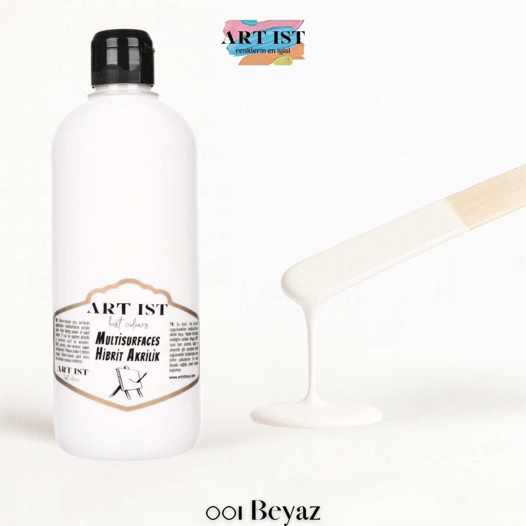 ART IST Multisurfaces Hibrit Akrilik Boya 500ml – 001 Beyaz