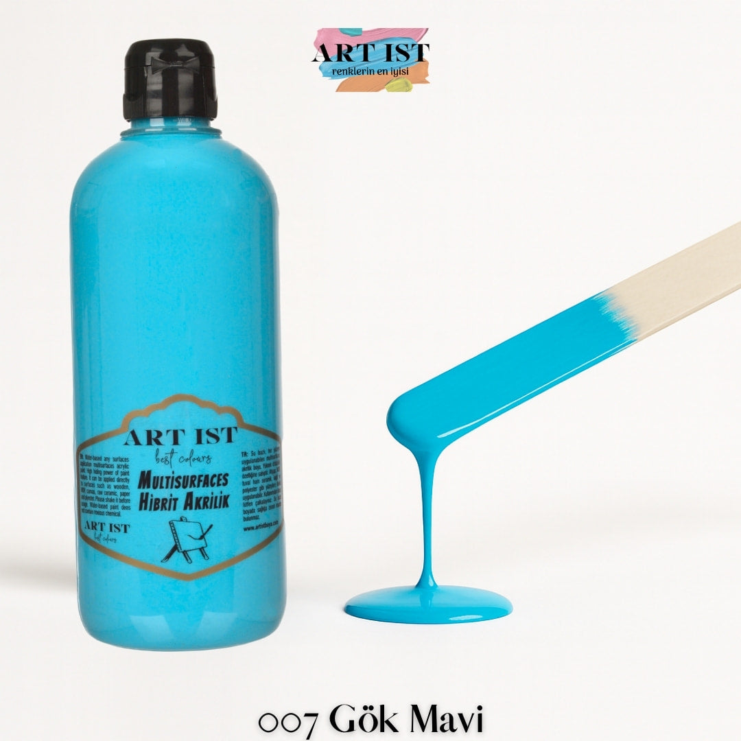 ART IST Multisurfaces Hibrit Akrilik Boya 500ml – 007 Gok Mavi