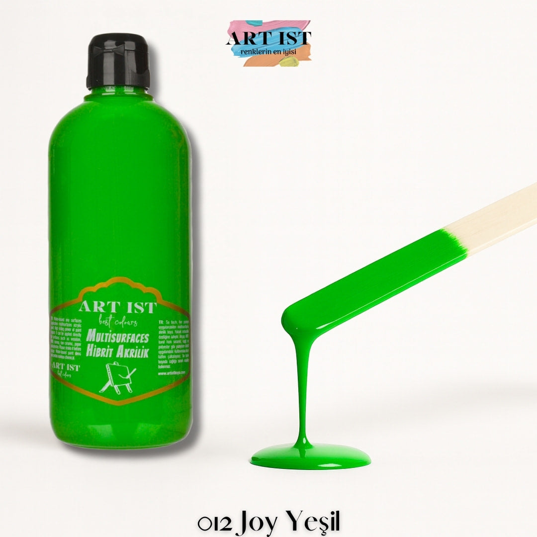 ART IST Multisurfaces Hibrit Akrilik Boya 500ml – 012 Joy Yesil