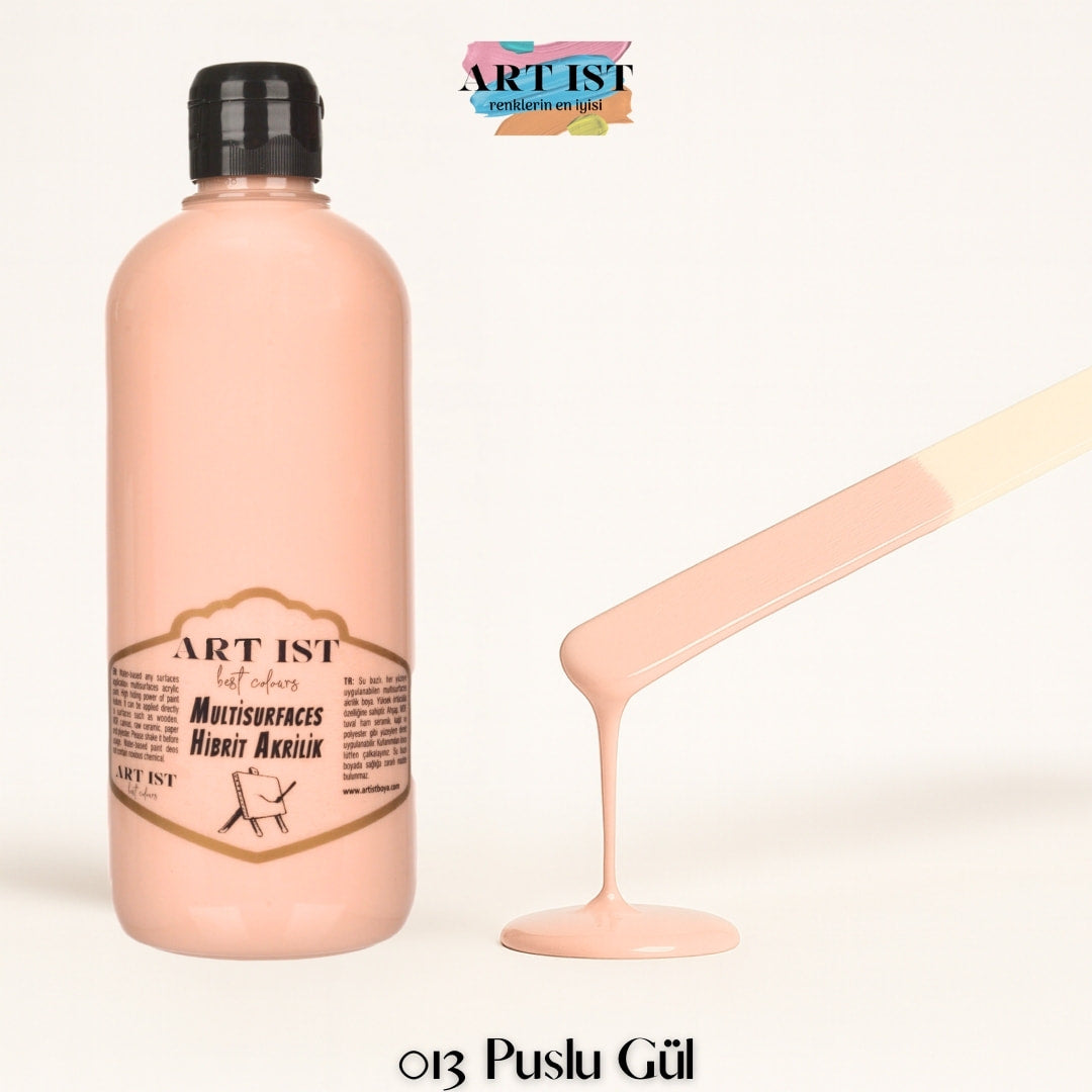 ART IST Multisurfaces Hibrit Akrilik Boya 500ml – 013 Puslu Gul