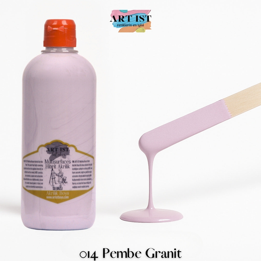 ART IST Multisurfaces Hibrit Akrilik Boya 500ml – 014 Pembe Granit