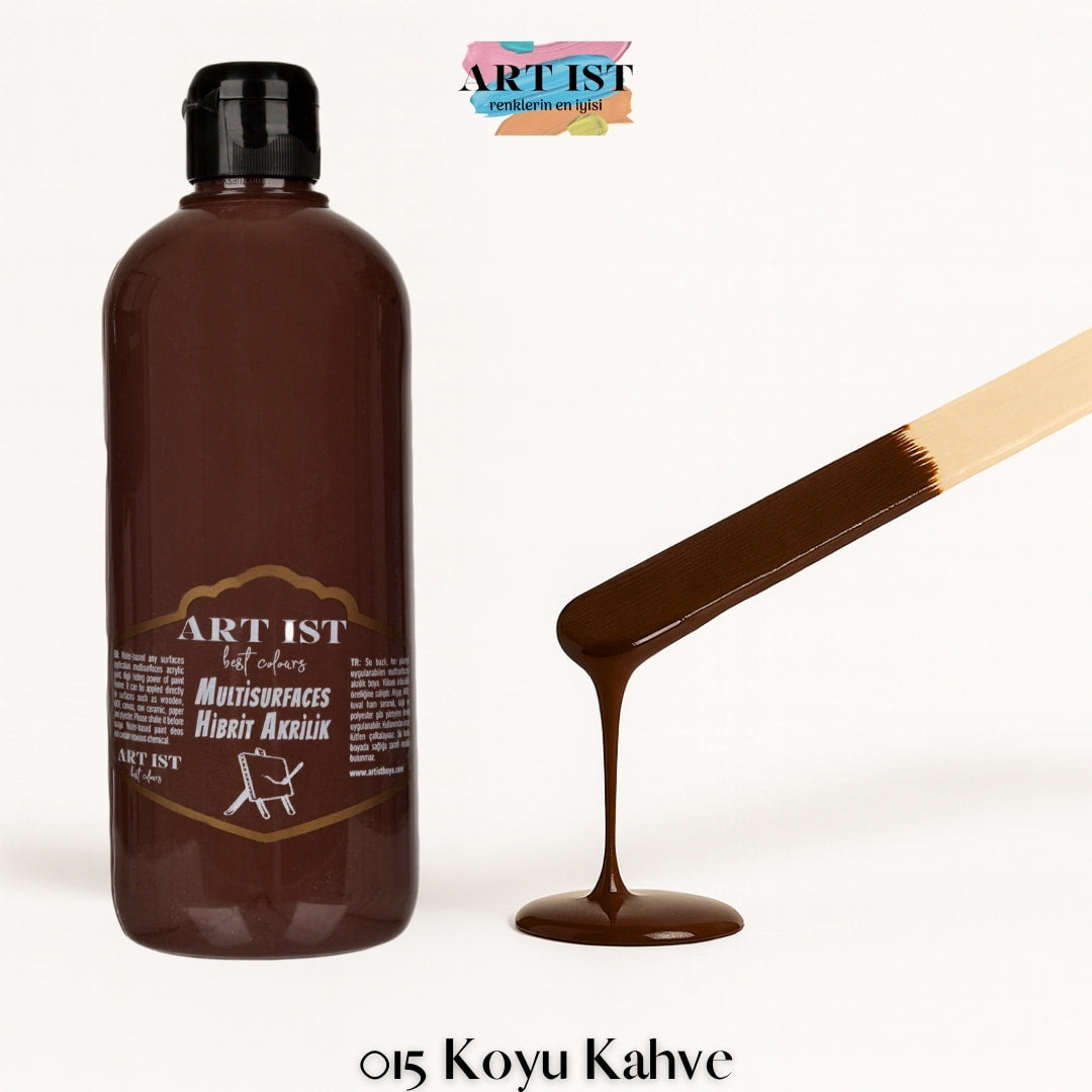 ART IST Multisurfaces Hibrit Akrilik Boya 500ml – 015 Koyu Kahve