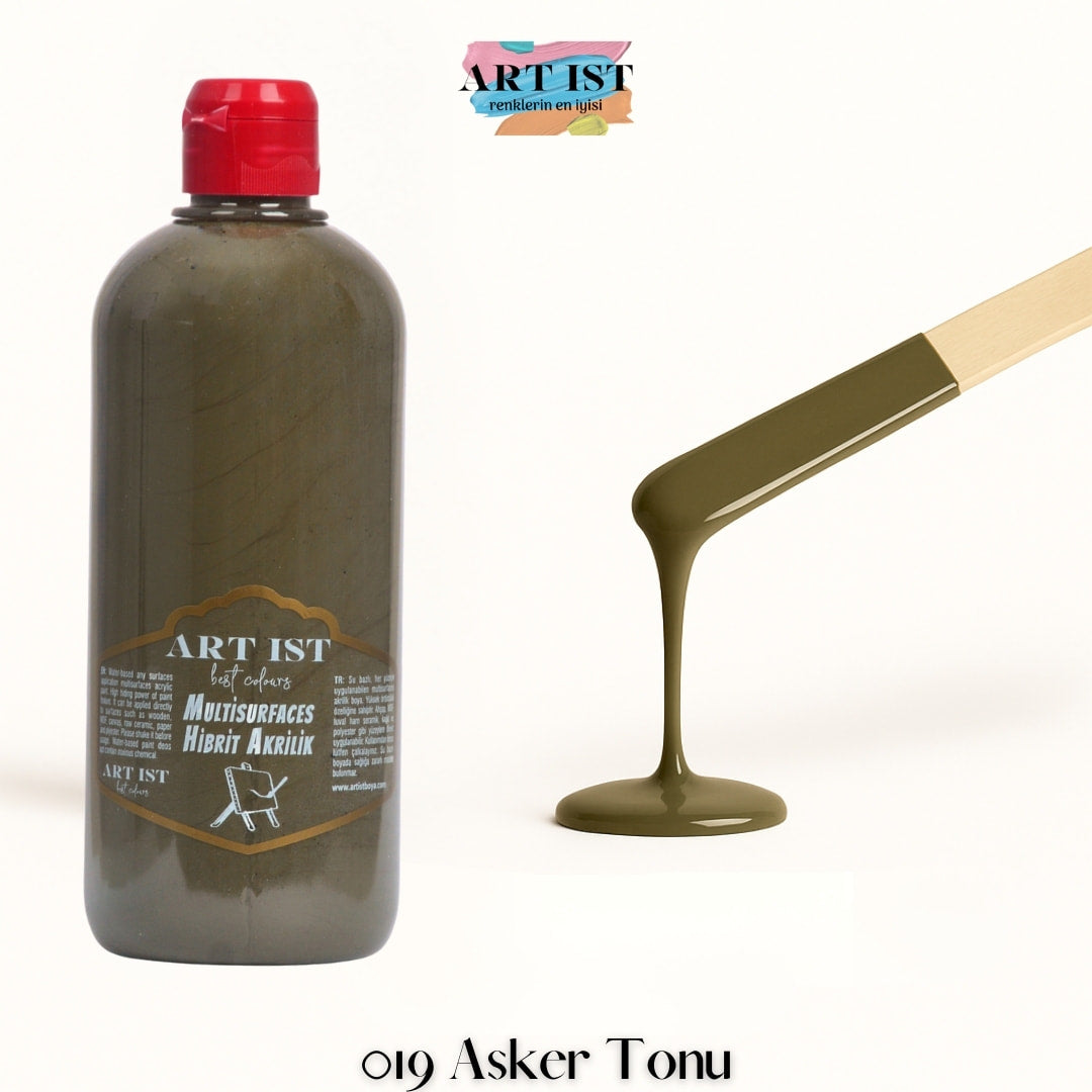 ART IST Multisurfaces Hibrit Akrilik Boya 500ml – 019 Asker Tonu