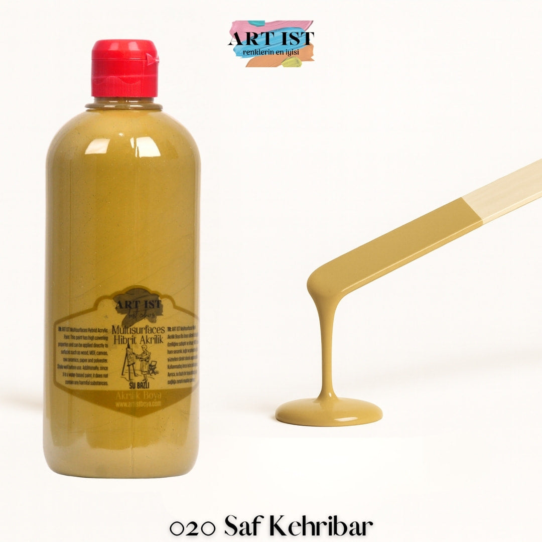 ART IST Multisurfaces Hibrit Akrilik Boya 500ml – 020 Saf Kehribar