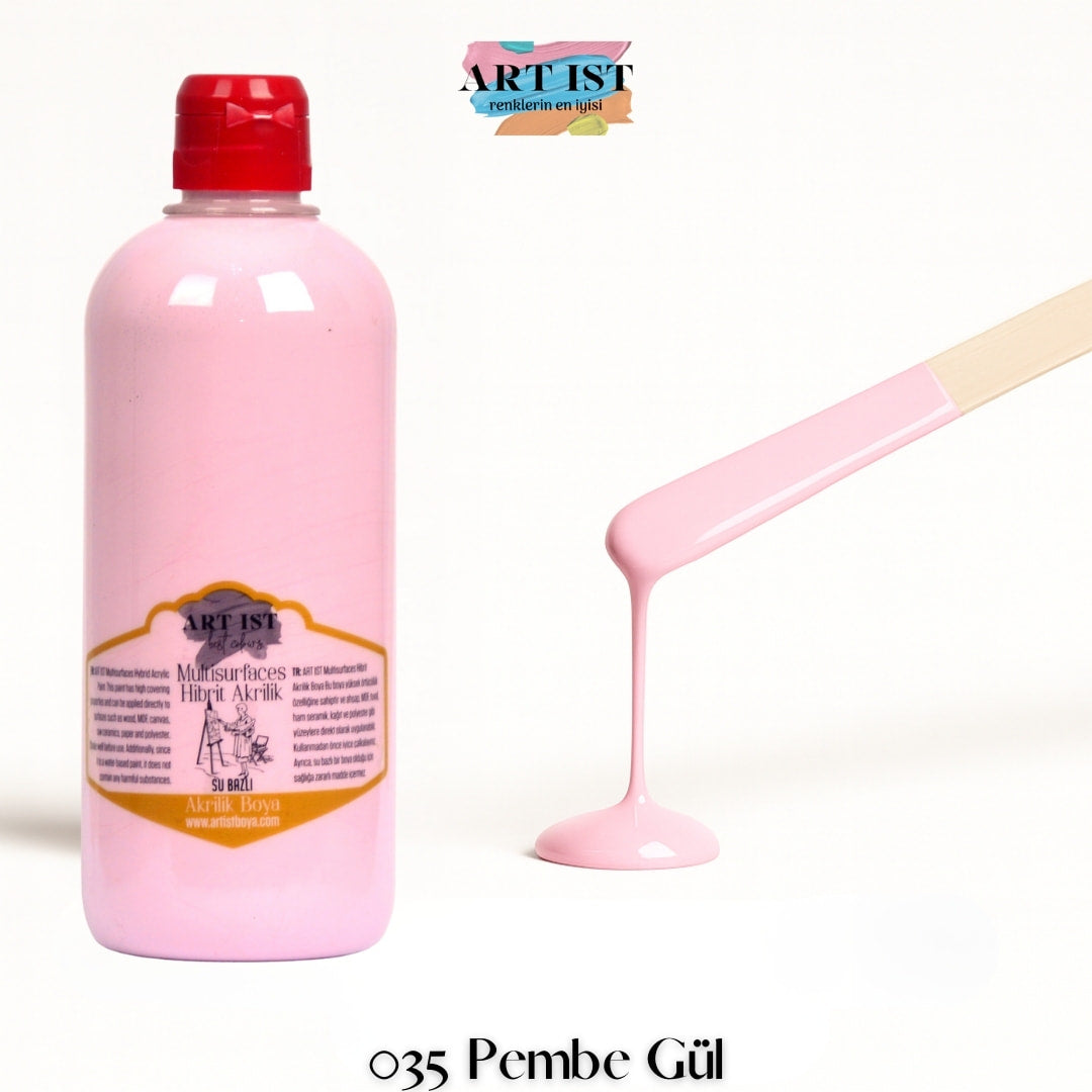 ART IST Multisurfaces Hibrit Akrilik Boya 500ml – 035 Pembe Gul