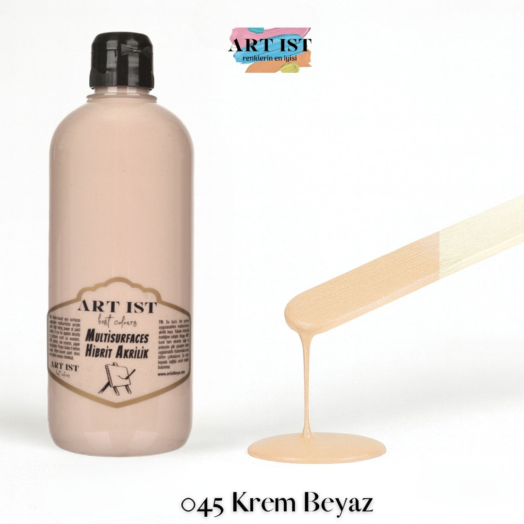 ART IST Multisurfaces Hibrit Akrilik Boya 500ml – 045 Krem Beyaz