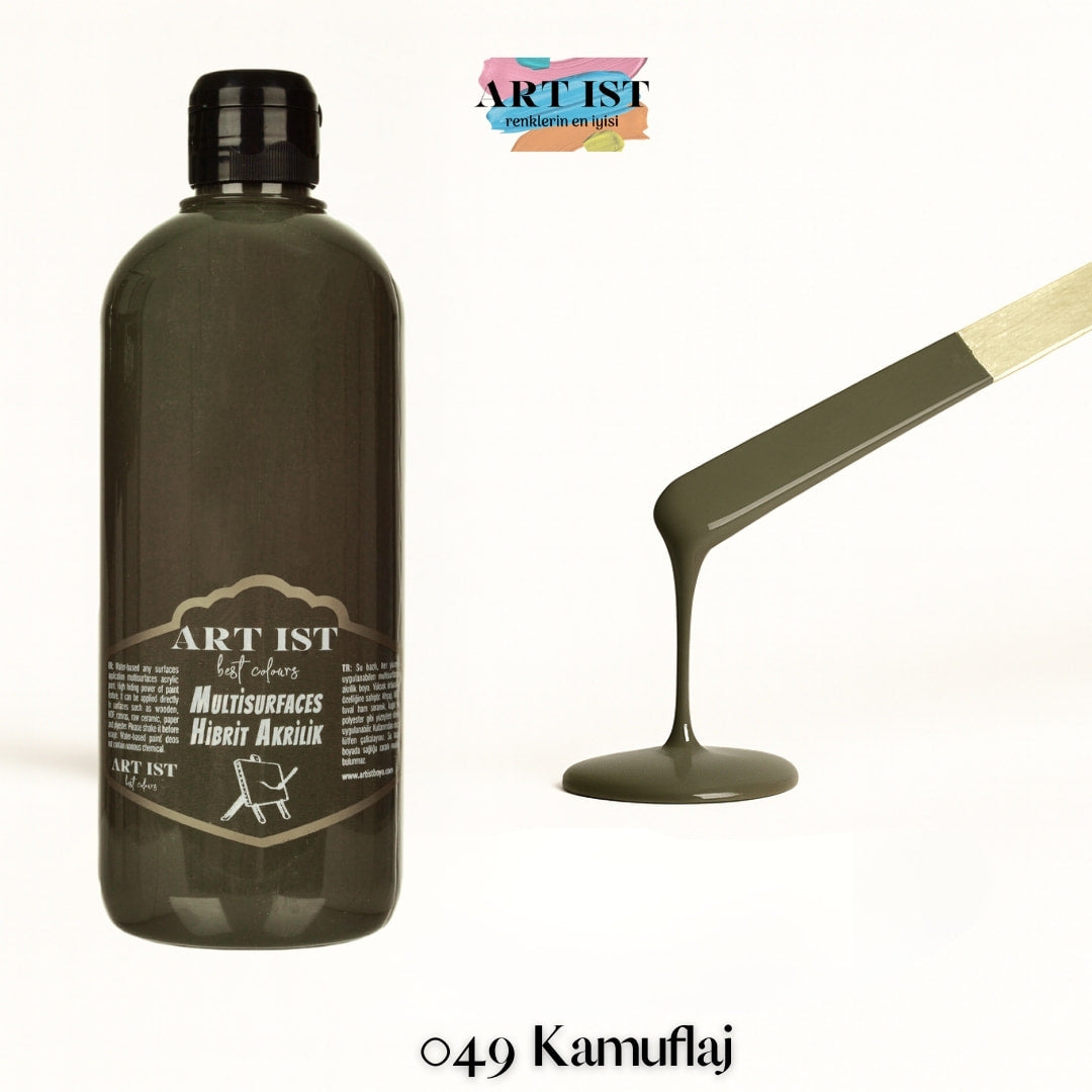 ART IST Multisurfaces Hibrit Akrilik Boya 500ml – 049 Kamuflaj