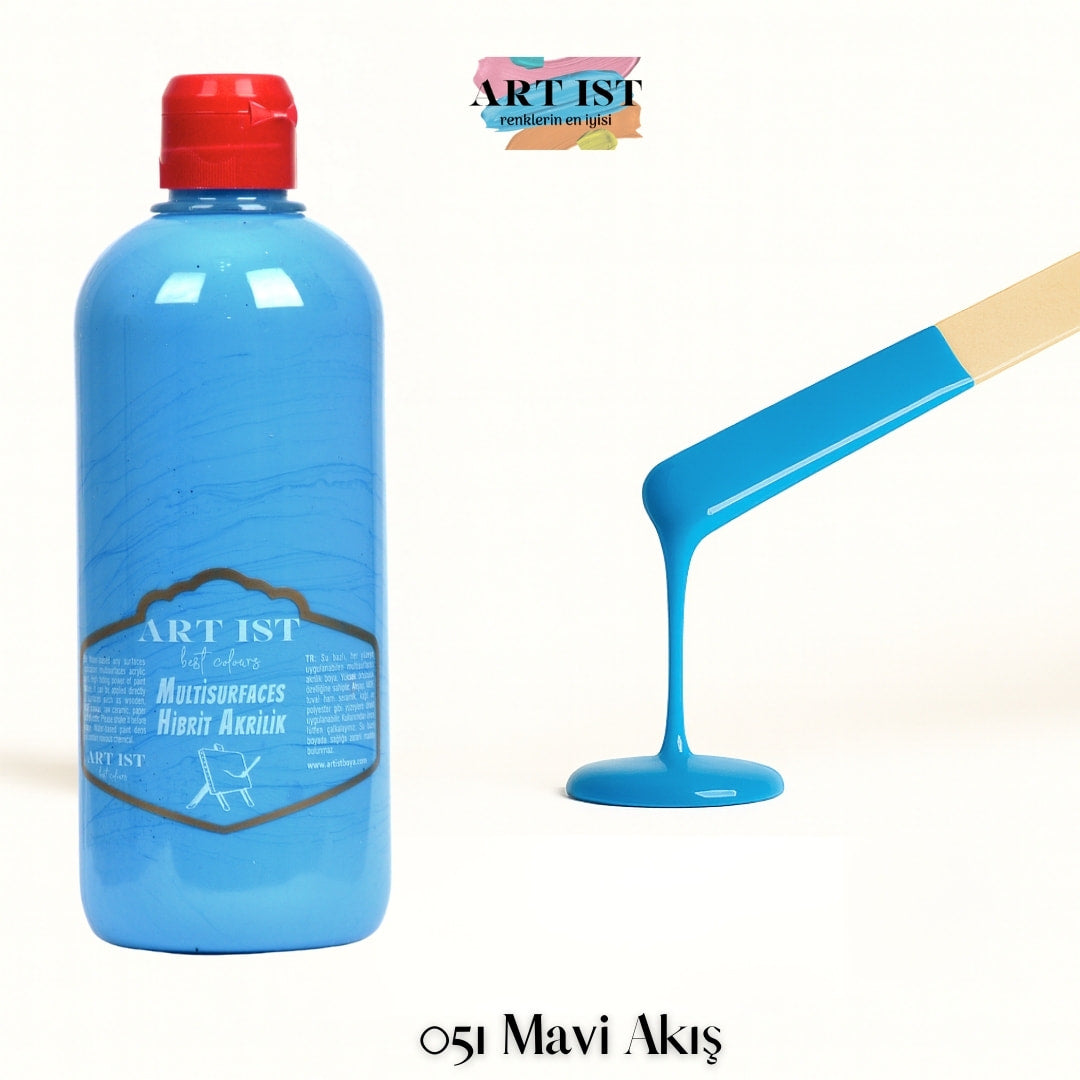 ART IST Multisurfaces Hibrit Akrilik Boya 500ml – 051 Mavi Akis