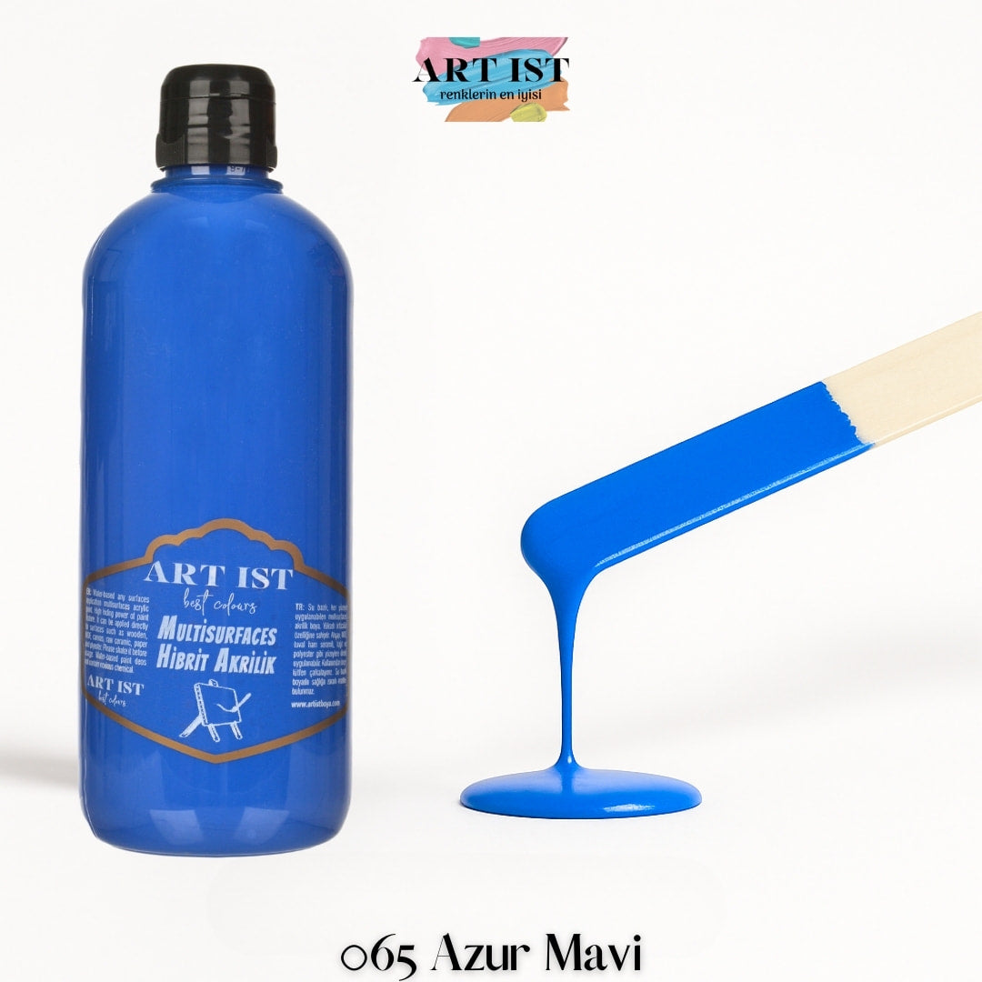 ART IST Multisurfaces Hibrit Akrilik Boya 500ml – 065 Azur Mavi