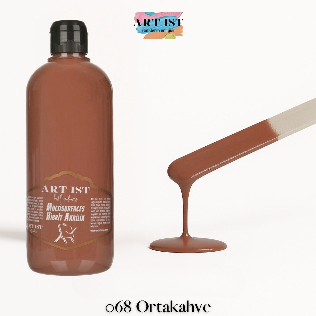 ART IST Multisurfaces Hibrit Akrilik Boya 500ml – 068 Ortakahve