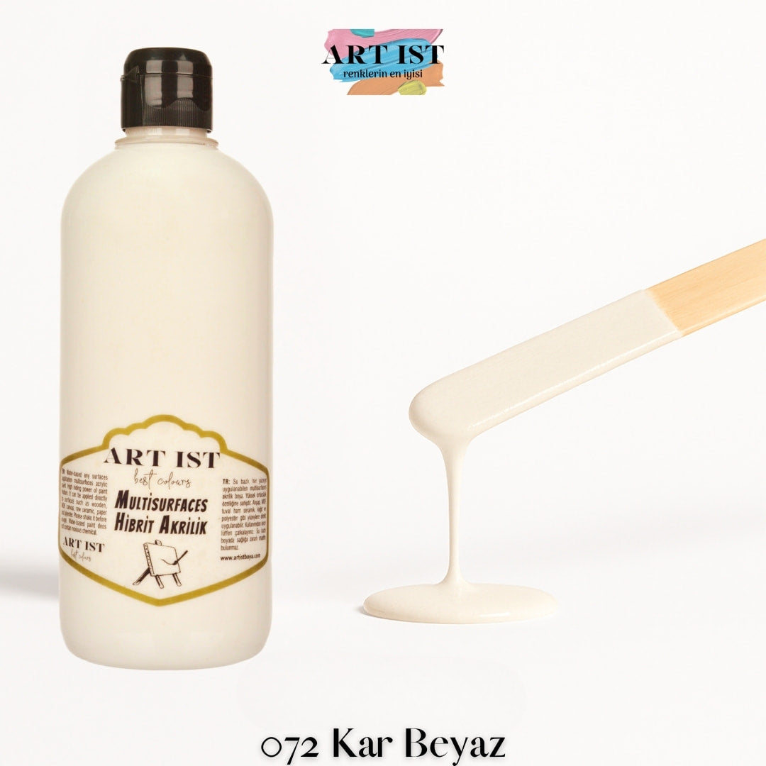 ART IST Multisurfaces Hibrit Akrilik Boya 500ml – 072 Kar Beyaz