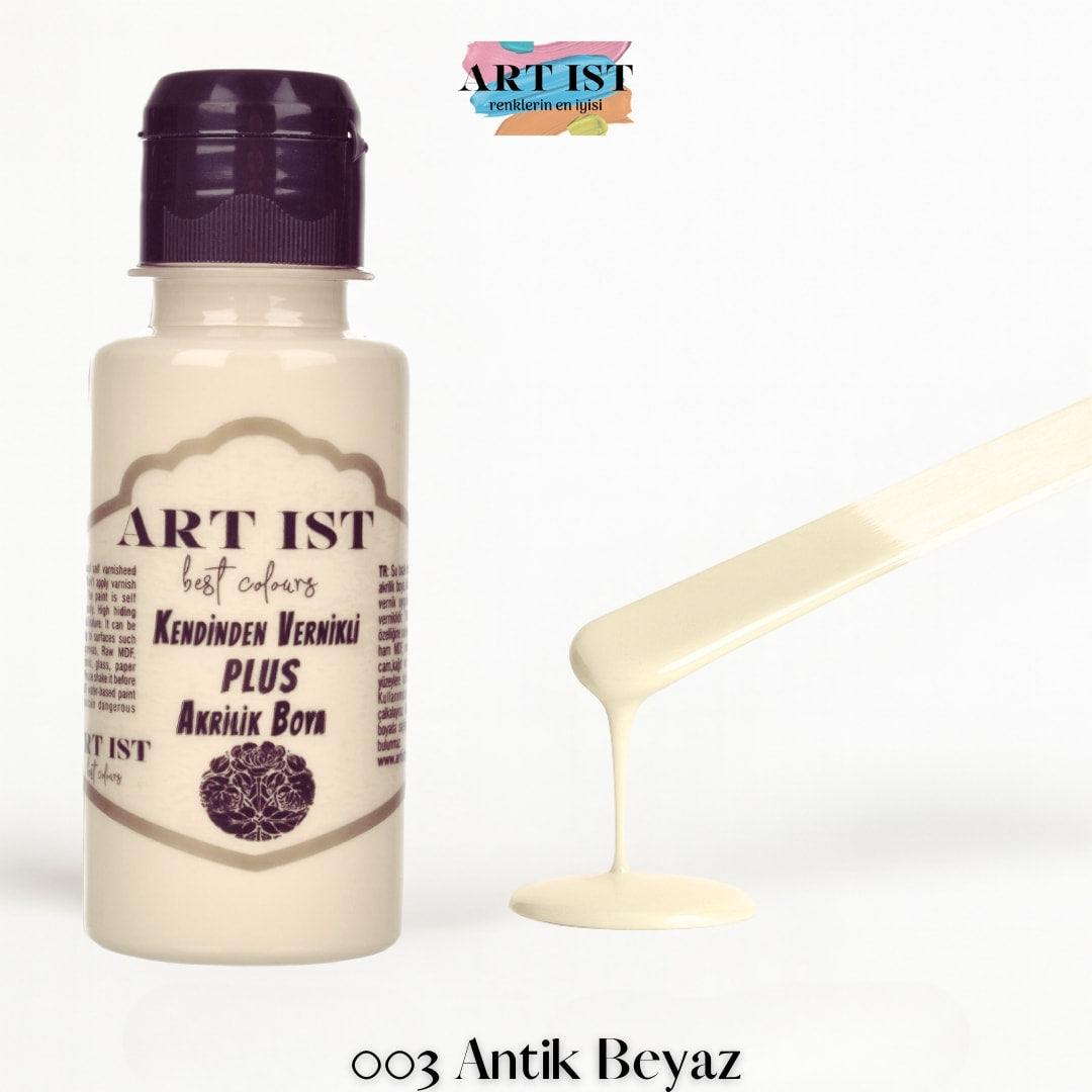 Kendinden Vernikli PLUS Vernikli Akrilik Boya 100ml – 003 Antik Beyaz
