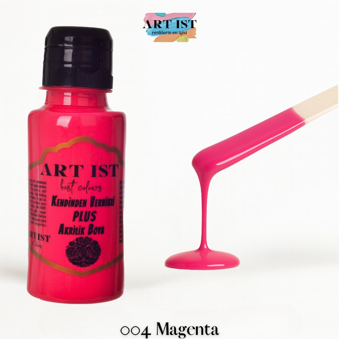 Kendinden Vernikli PLUS Vernikli Akrilik Boya 100ml – 004 Magenta