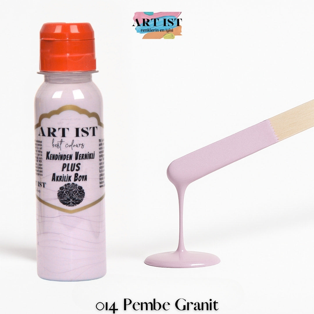 Kendinden Vernikli PLUS Vernikli Akrilik Boya 100ml – 014 Pembe Granit