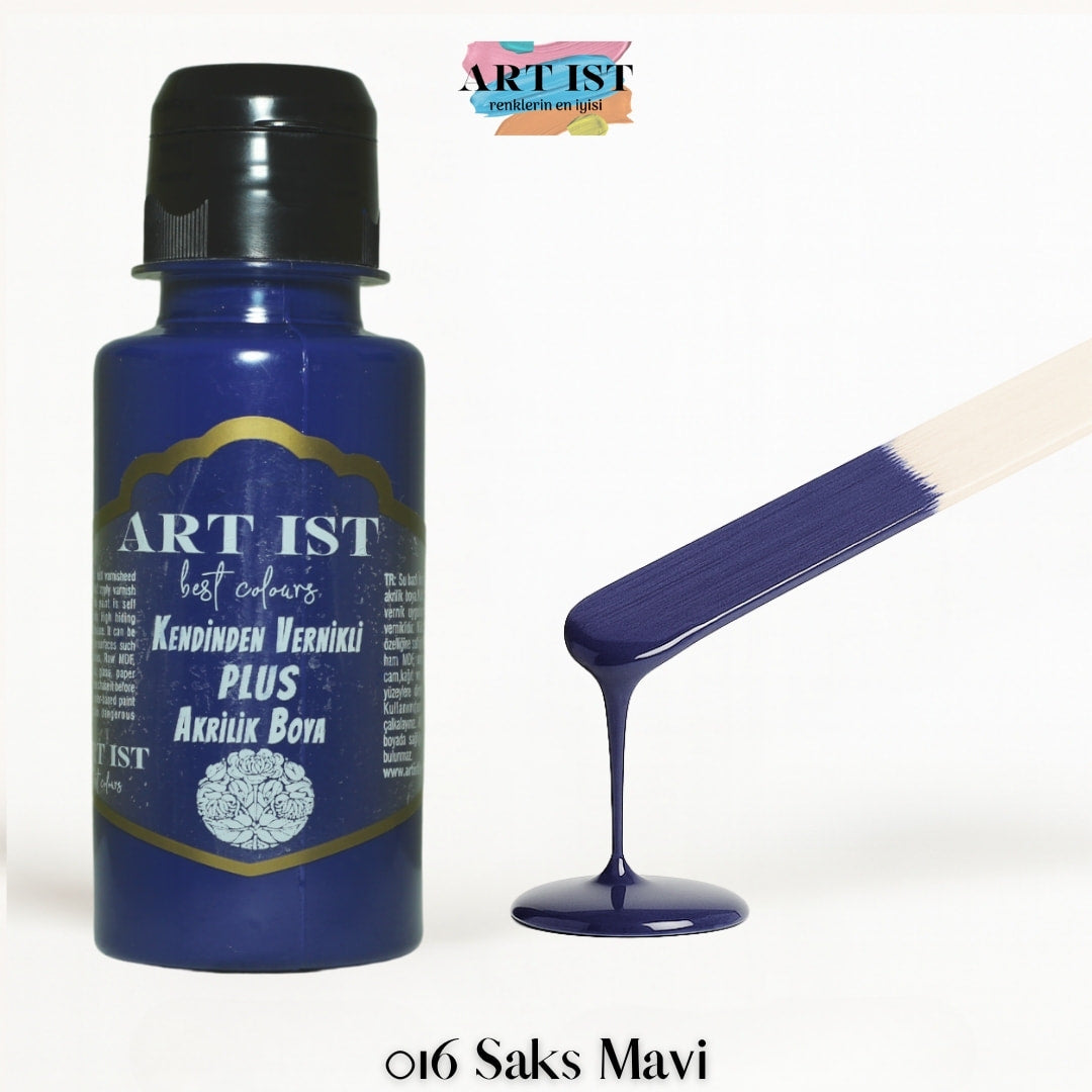 Kendinden Vernikli PLUS Vernikli Akrilik Boya 100ml – 016 Saks Mavi