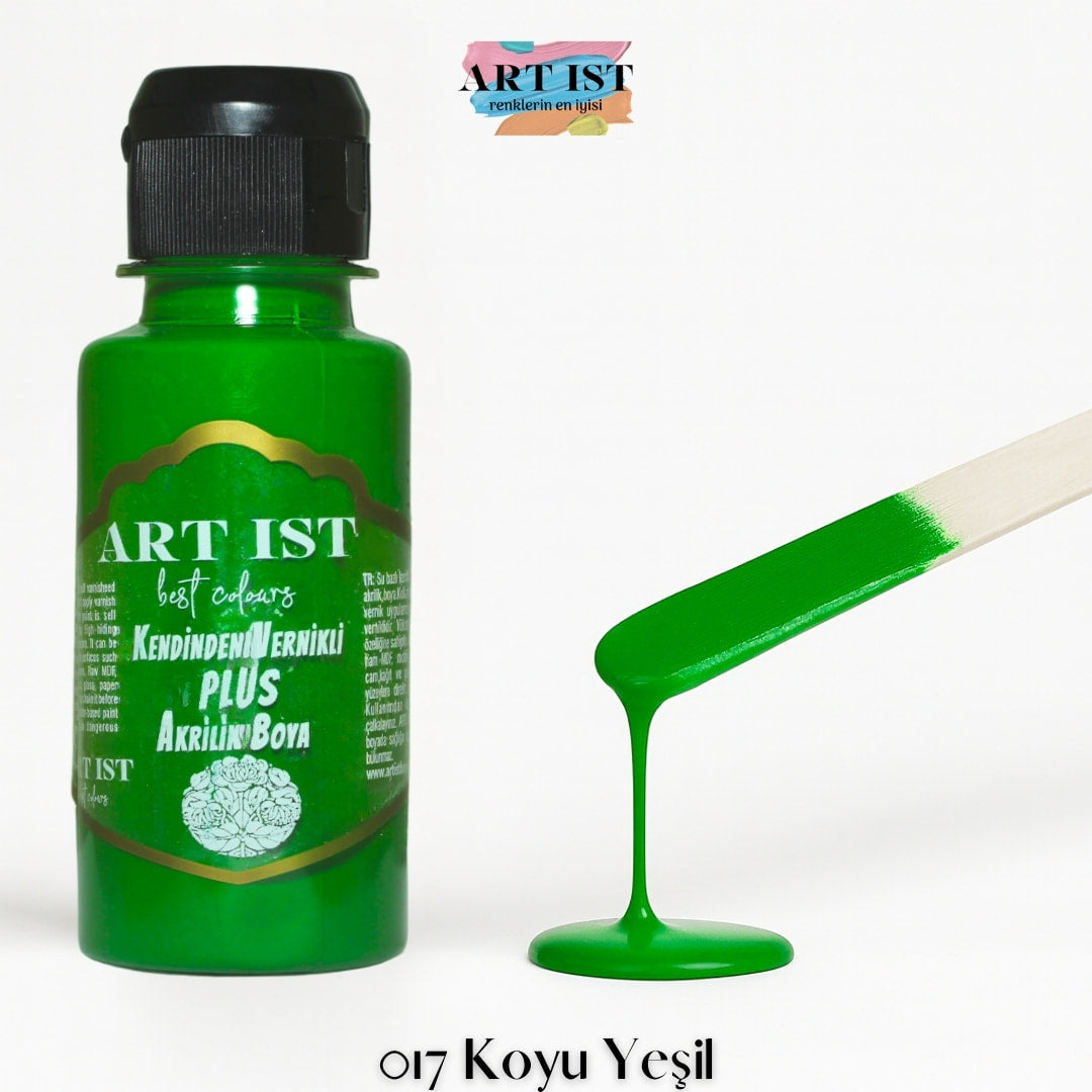 Kendinden Vernikli PLUS Vernikli Akrilik Boya 100ml – 017 Koyu Yesil