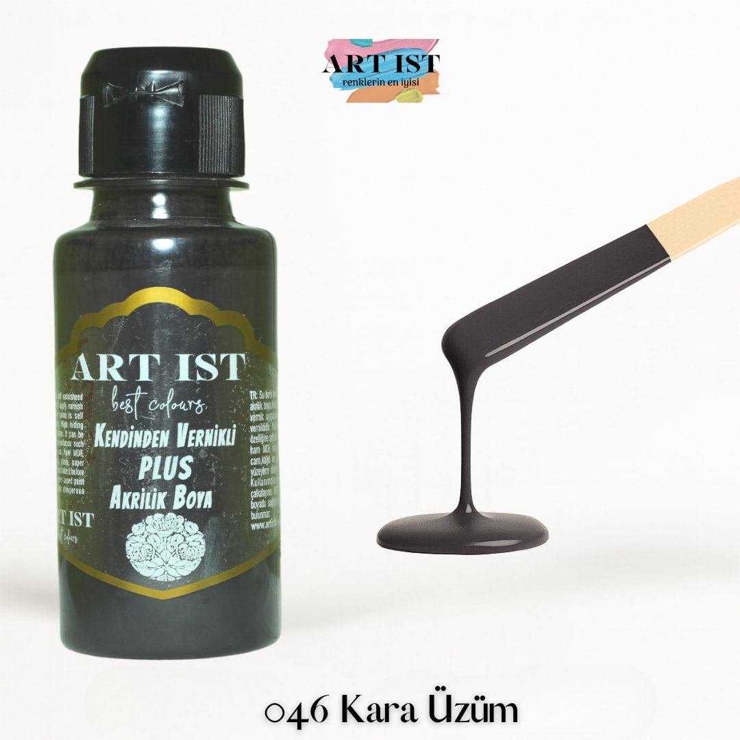 Kendinden Vernikli PLUS Vernikli Akrilik Boya 100ml – 046 Kara Uzum