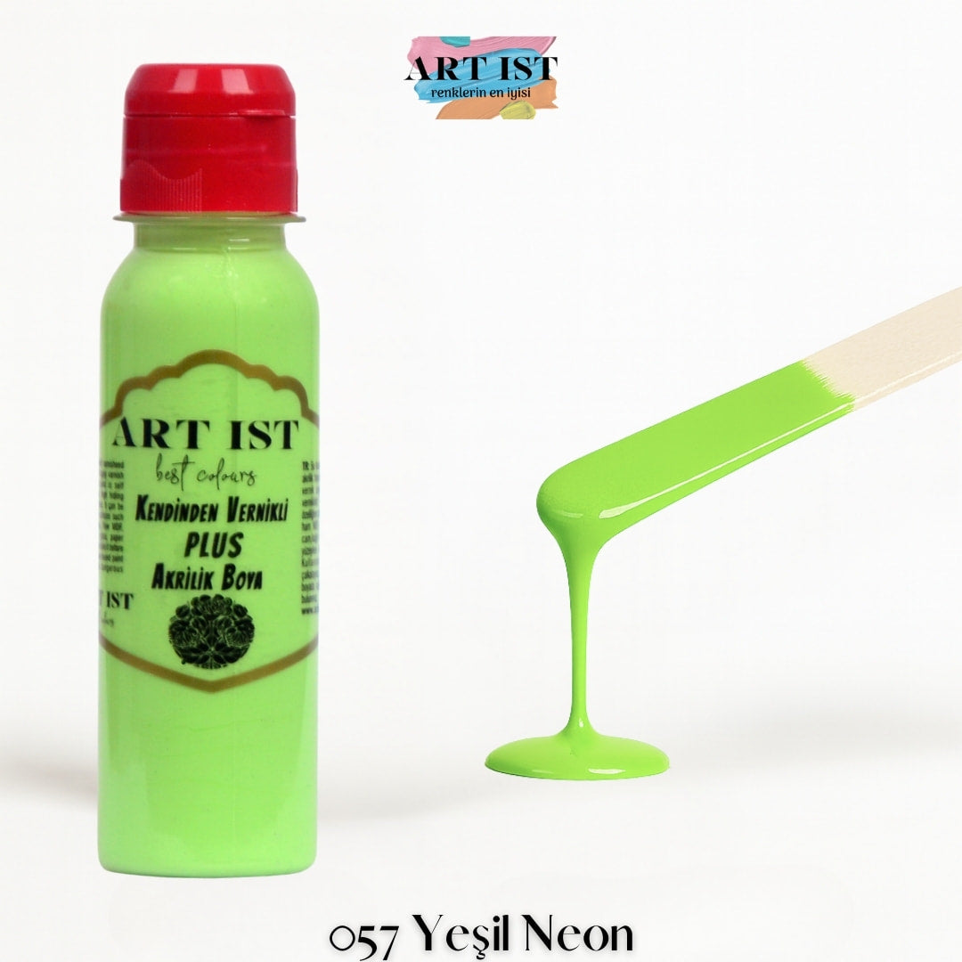Kendinden Vernikli PLUS Vernikli Akrilik Boya 100ml – 057 Yesil Neon