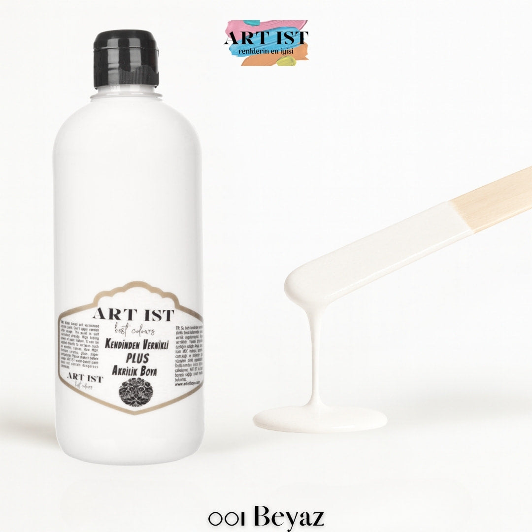 Kendinden Vernikli PLUS Vernikli Akrilik Boya 500ml – 001 Beyaz