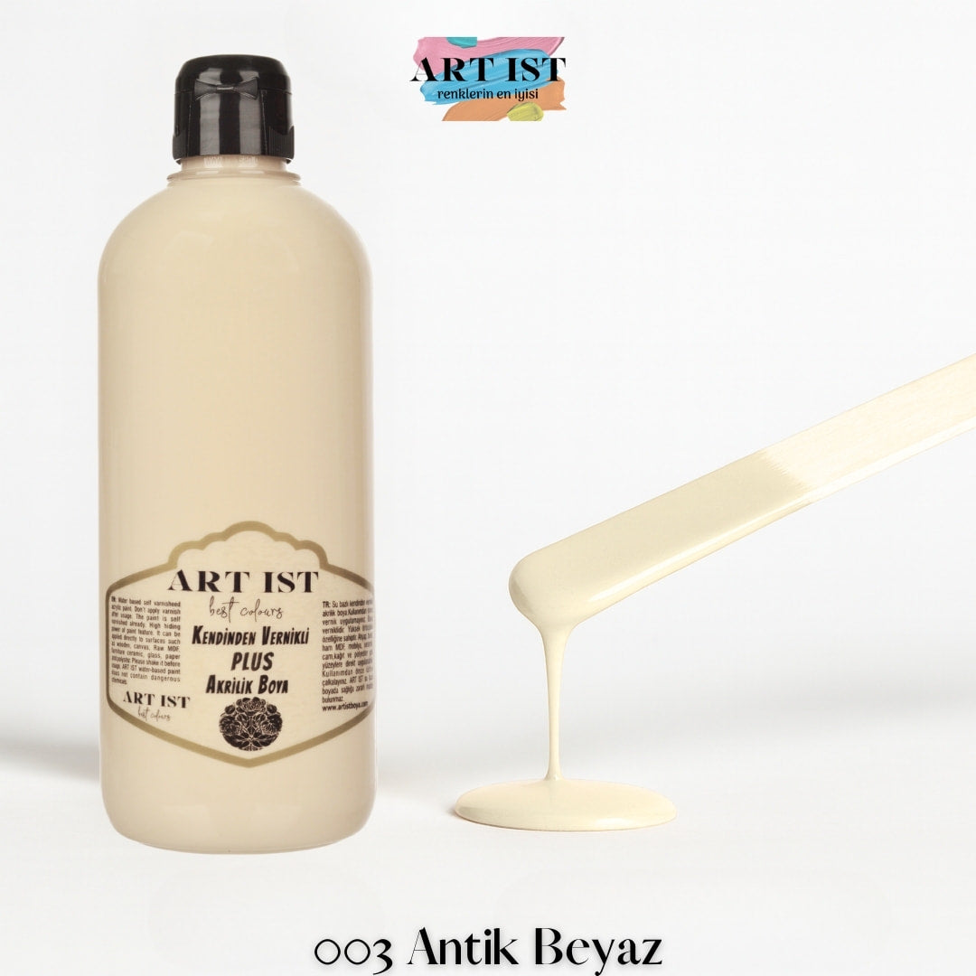 Kendinden Vernikli PLUS Vernikli Akrilik Boya 500ml – 003 Antik Beyaz