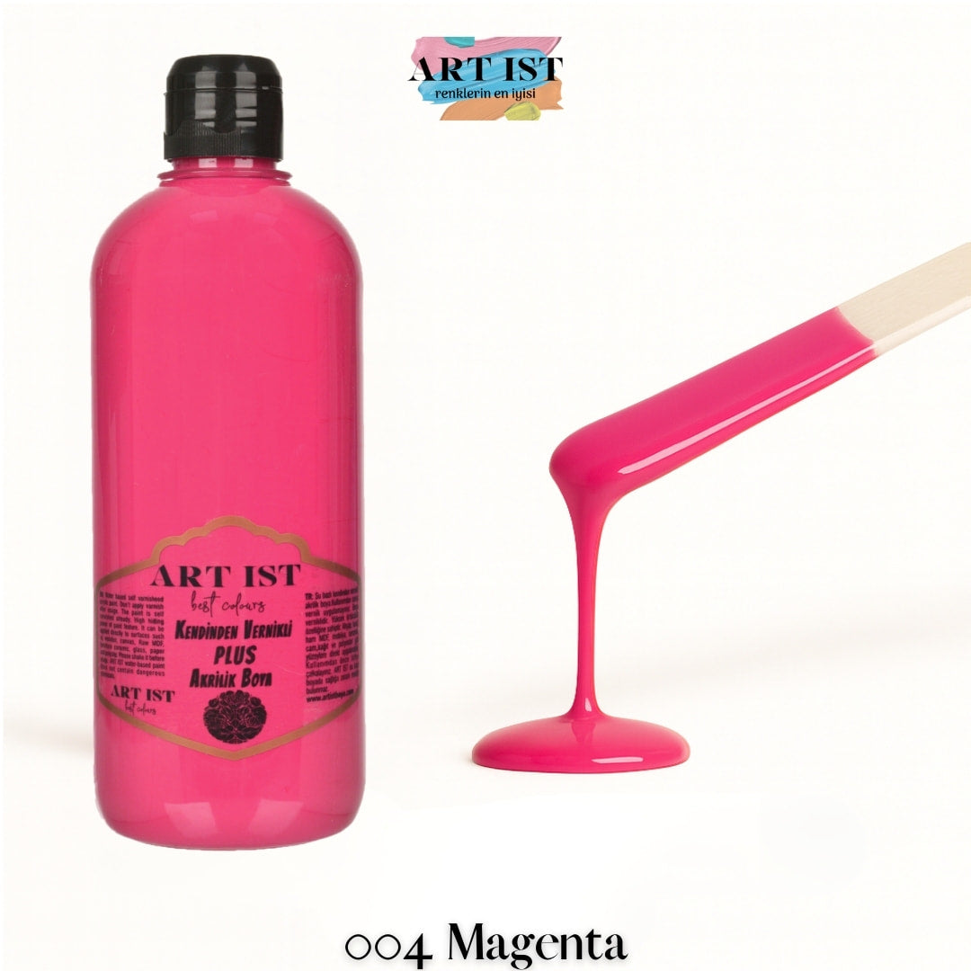 Kendinden Vernikli PLUS Vernikli Akrilik Boya 500ml – 004 Magenta