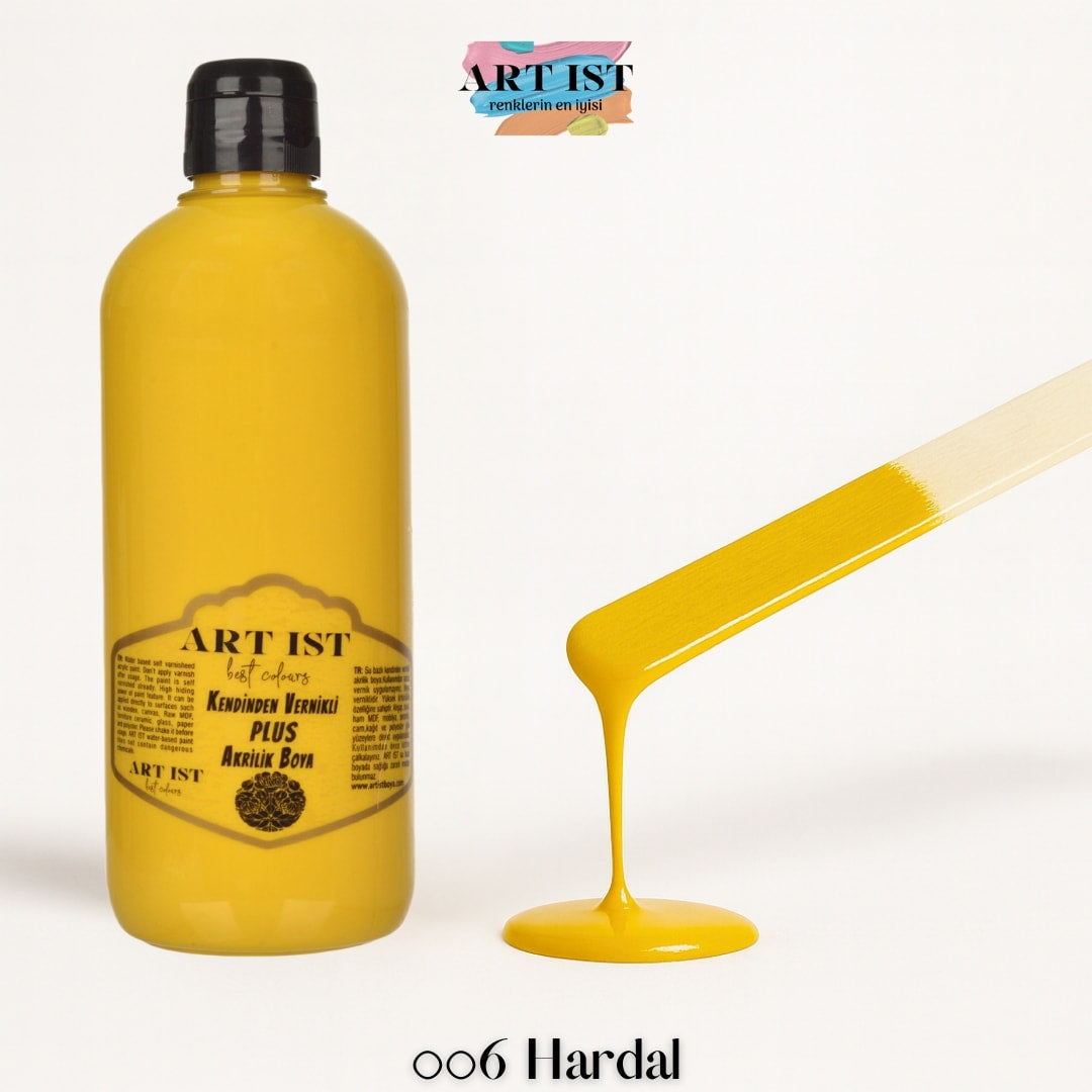 Kendinden Vernikli PLUS Vernikli Akrilik Boya 500ml – 006 Hardal