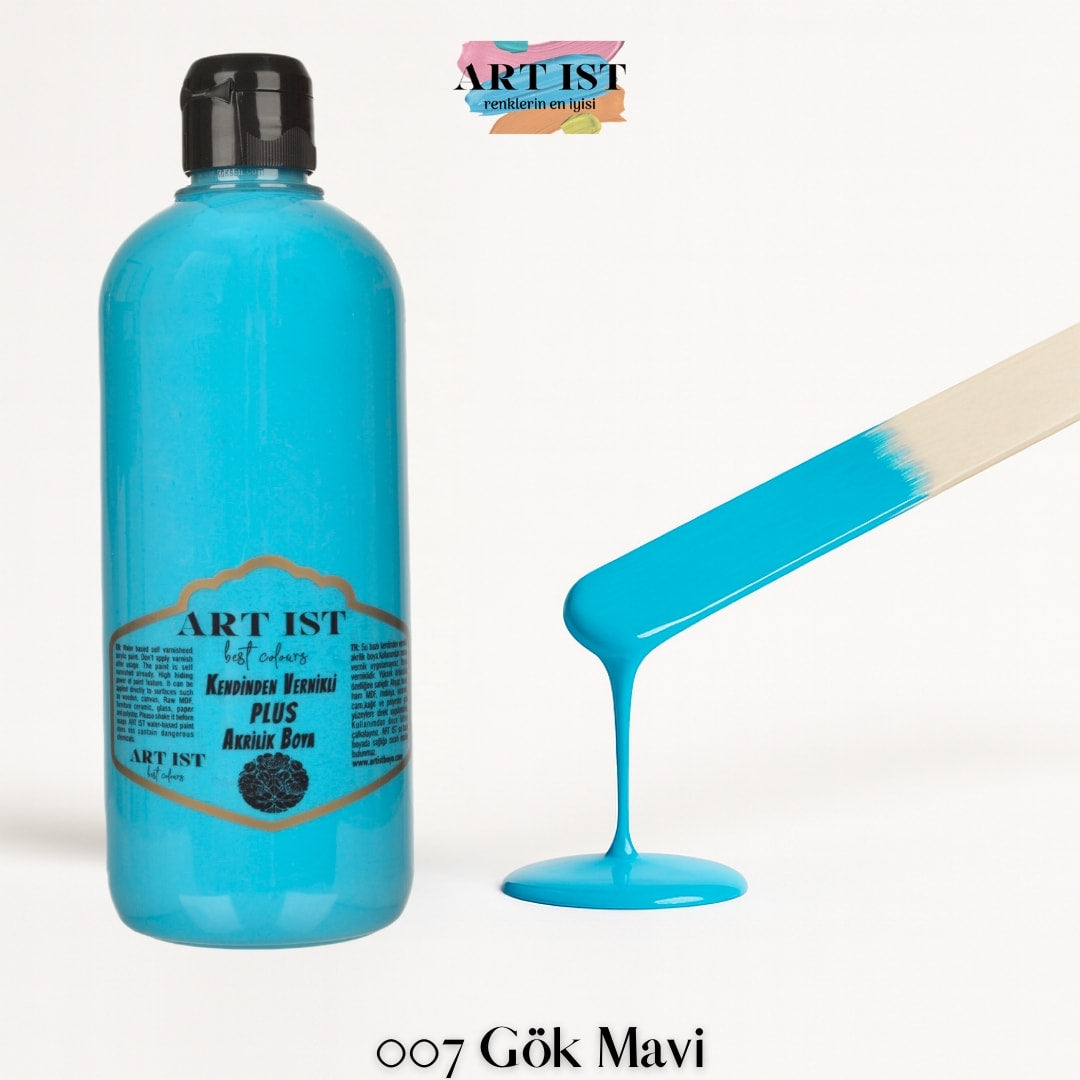 Kendinden Vernikli PLUS Vernikli Akrilik Boya 500ml – 007 Gok Mavi