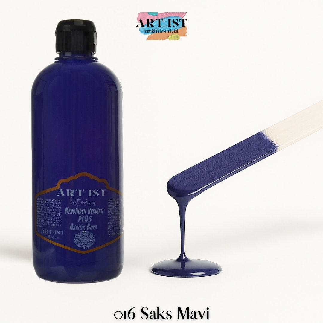 Kendinden Vernikli PLUS Vernikli Akrilik Boya 500ml – 016 Saks Mavi